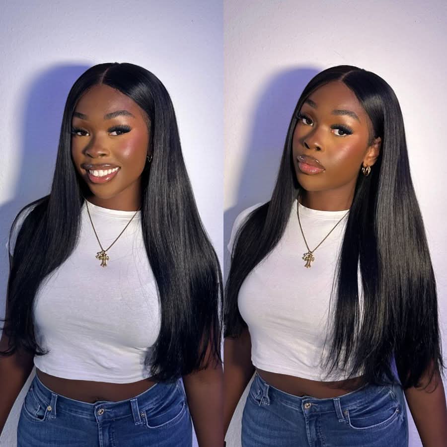 WOWANGEL Jet Black 13X6 Skinlike Real HD Lace Front Wig Silk Straight - Image 5